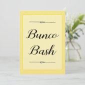 Modern Bunco Invite - Stijlvolle gele streep Kaart (Staand voorkant)