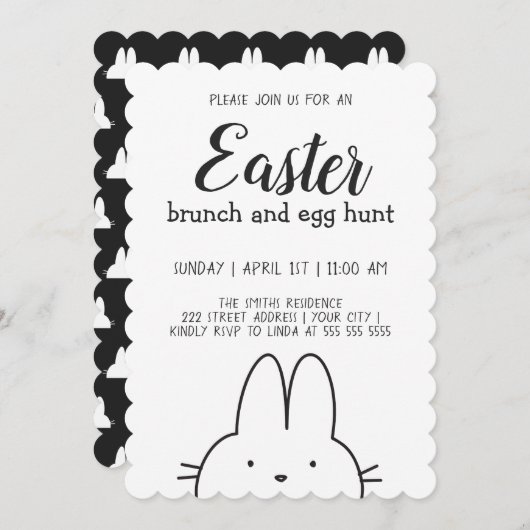 Modern Bunny Easter Kaart (Voorkant / Achterkant)