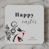 Modern Bunny Happy Easter gepersonaliseerd Kartonnen Onderzetters