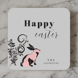 Modern Bunny Happy Easter gepersonaliseerd Kartonnen Onderzetters