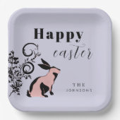 Modern Bunny Happy Easter gepersonaliseerd Papieren Bordje (Voorkant)