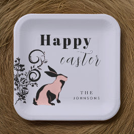 Modern Bunny Happy Easter gepersonaliseerd Papieren Bordje