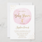 Modern Bunny Typography Baby shower Chic Pink Gold Kaart (Voorkant)