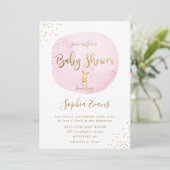 Modern Bunny Typography Baby shower Chic Pink Gold Kaart (Staand voorkant)