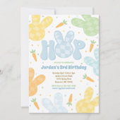 Modern Bunny Verjaardagsfeestje Lente Verjaardagsf Kaart (Voorkant)