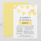 Modern Bunting Owl Genderneutraal Baby shower Kaart (Voorkant / Achterkant)