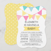 Modern Bunting Yellow Gender Neutraal Baby shower Kaart (Voorkant / Achterkant)