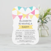 Modern Bunting Yellow Gender Neutraal Baby shower Kaart (Staand voorkant)