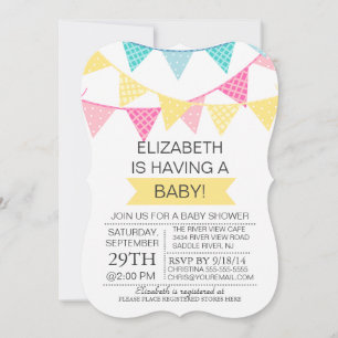 Modern Bunting Yellow Gender Neutraal Baby shower Kaart