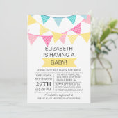 Modern Bunting Yellow Gender Neutraal Baby shower Kaart (Staand voorkant)