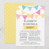 Modern Bunting Yellow Gender Neutraal Baby shower Kaart (Voorkant / Achterkant)
