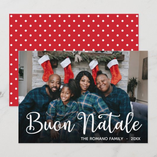 Modern Buon Natale Photo Holiday Card Feestdagenkaart (Voorkant / Achterkant)
