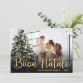 Modern Buon Natale Photo Holiday Card Feestdagenkaart (Staand voorkant)