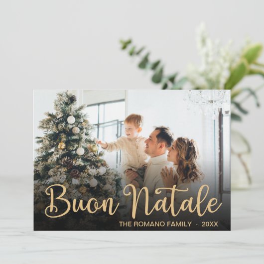 Modern Buon Natale Photo Holiday Card Feestdagenkaart (Staand voorkant)