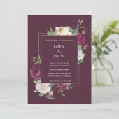 Modern Burgudy en White Peonies Kaart (Staand voorkant)