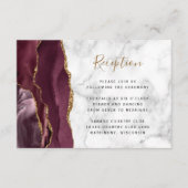 Modern Burgund Gold Agate Marble Wedding Reception Informatiekaartje (Voorkant)