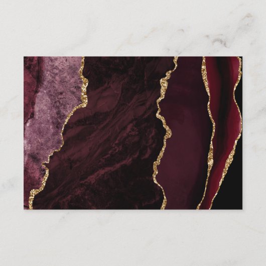Modern Burgund Gold Agate Marble Wedding Reception Informatiekaartje (Achterkant)