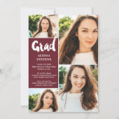 Modern burgundy Afstudeerder script 4 afstuderen f Kaart (Voorkant)