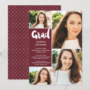 Modern burgundy Afstudeerder script 4 afstuderen f Kaart