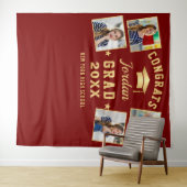 Modern Burgundy Afstuderen 4 Foto Booth Backdrop Wandkleed (In Situ (horizontaal))
