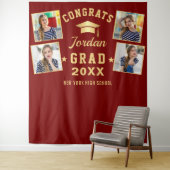 Modern Burgundy Afstuderen 4 Foto Booth Backdrop Wandkleed (In situ)