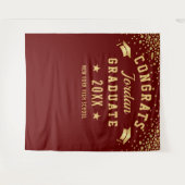 Modern Burgundy Afstuderen Foto Booth-achtergrond Wandkleed (Voorkant (horizontaal))