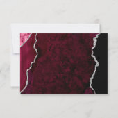 Modern Burgundy Agate Silver Script Wedding RSVP Kaartje (Achterkant)