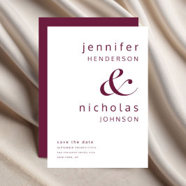 Modern Burgundy Ampersand Typography Wedding Save The Date