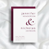 Modern Burgundy Ampersand Typography Wedding Save The Date