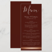 Modern Burgundy and Copper Wedding Menu (Voorkant / Achterkant)