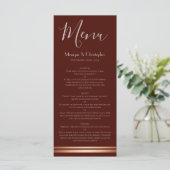 Modern Burgundy and Copper Wedding Menu (Staand voorkant)