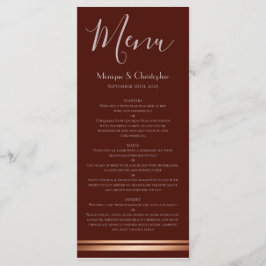Modern Burgundy and Copper Wedding Menu