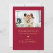Modern Burgundy and Gold Script 5 Photo Christmas  Feestdagenkaart (Achterkant)