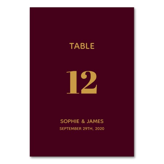 Modern Burgundy and Gold Wedding Kaart (Voorkant)