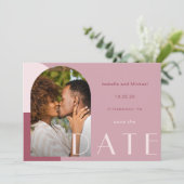 Modern Burgundy Arch Photo Wedding Save The Date (Staand voorkant)