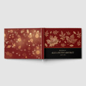 Modern Burgundy Black Autumn Leaves Wedding Gastenboek (Volledig)