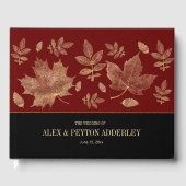 Modern Burgundy Black Autumn Leaves Wedding Gastenboek (Voorkant)
