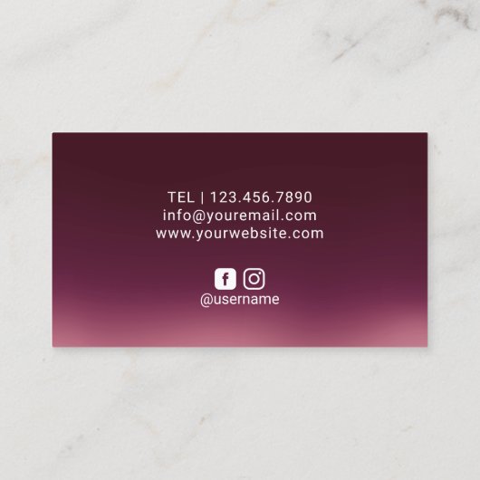 Modern Burgundy Black Glitter Beauty Salon Spa Visitekaartje (Achterkant)
