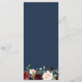Modern  Burgundy Blue Floral Wedding Menu (Achterkant)