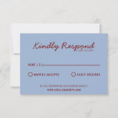 Modern Burgundy Blue Whimsical Unique Wedding RSVP Kaartje (Voorkant)