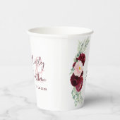 Modern Burgundy Blush Floral Greenery Wedding Papieren Bekers (Rechts)