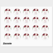 Modern Burgundy Blush Floral Greenery Wedding Ronde Sticker (Vel)