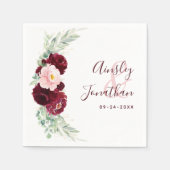 Modern Burgundy Blush Floral Greenery Wedding Servet (Voorkant)