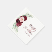 Modern Burgundy Blush Floral Greenery Wedding Servet (Hoek)