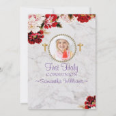 Modern Burgundy Blush Photo First Communist Kaart (Achterkant)