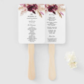 Modern Burgundy Blush Pink Floral Handwaaier (Voorkant en achterkant)