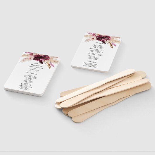 Modern Burgundy Blush Pink Floral Handwaaier (Niet-gemonteerd)