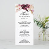 Modern Burgundy Blush Pink Floral Menu (Staand voorkant)