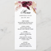 Modern Burgundy Blush Pink Floral Menu (Voorkant)