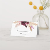 Modern Burgundy Blush Pink Floral Plaatskaartje (Voorkant)